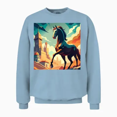 Horse War of Heroes Unisex Sweatshirt - Light Blue
