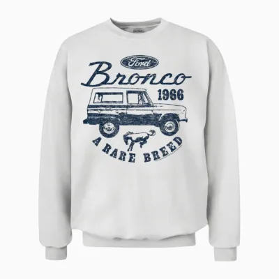 Ford Bronco a Rare Breed 1966 Logo T-Shirt, Gray Unisex Sweatshirt - White
