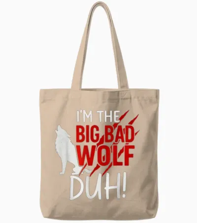 I'm the Bad Wolf Duh Costume for Diy Halloween Party Wolf Tote Bags - Natural