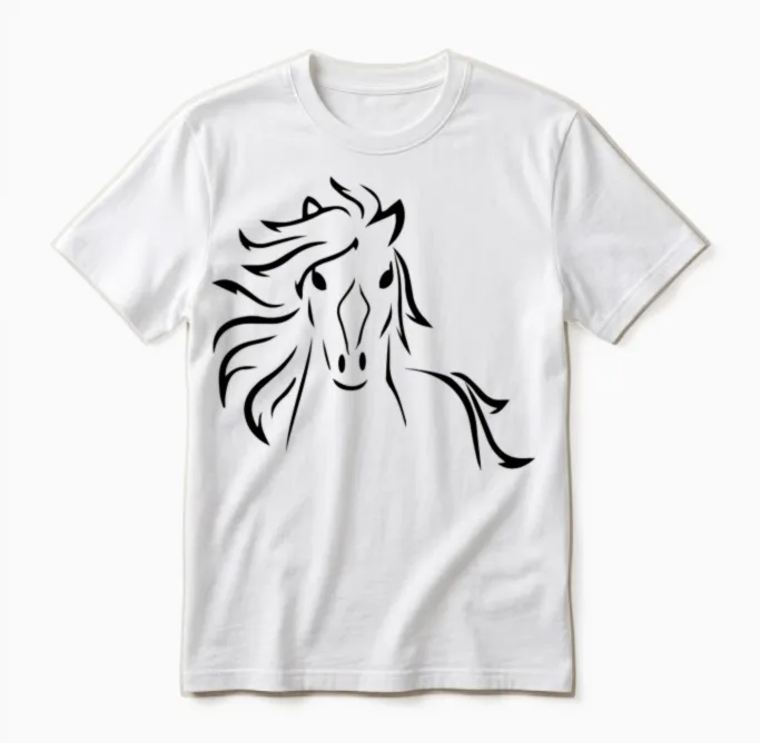 Horse Outline - Lovers Unisex T-Shirt in White