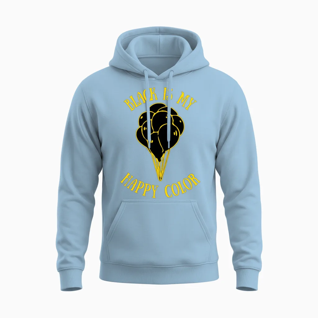 Black Is My Happy Color Unisex Hoodie in Light Blue