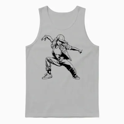 Breakdance Girls' Drawing Breaking Hiphop Culture T-Shirt, White Unisex Tank Top - Ash
