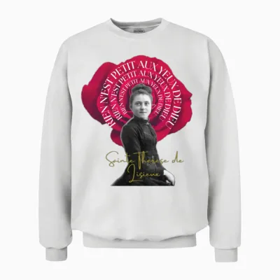 Most Searched St Therese T-Shirt Red Rose Unisex Sweatshirt - White