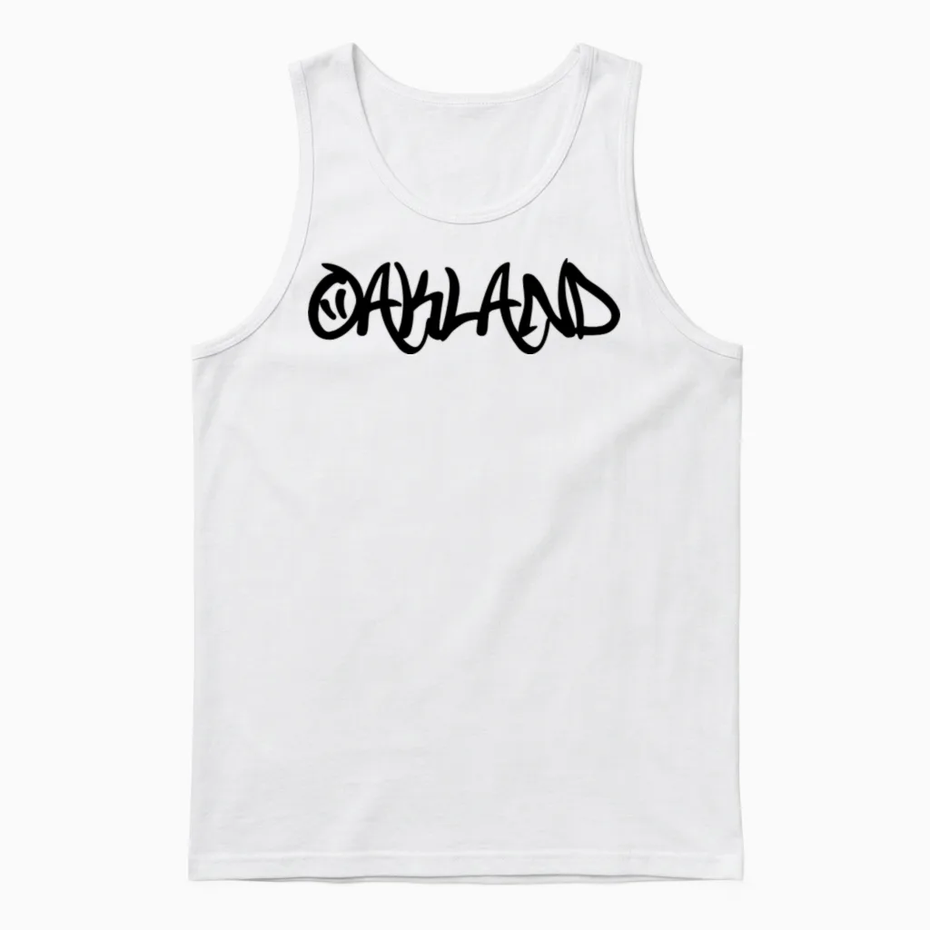 Oakland Graffiti Unisex Tank Top in White