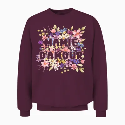 Grandma Love Flowers Gift Super Manny Grandma Day T-Shirt, Black, Female X-Small Unisex Sweatshirt - Maroon