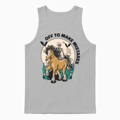 Skeleton Riding Horse Mistakes Horse Riding Unisex Tank Top - Ash