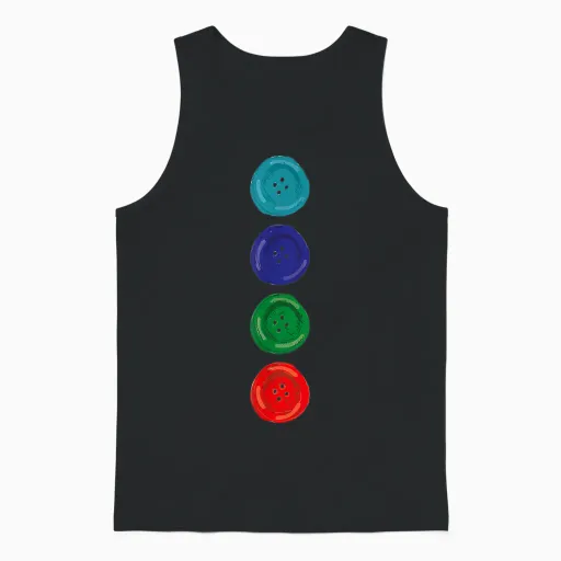 Four Groovy Buttons Blue Cat Funny Halloween Costume Unisex Tank Top - Black