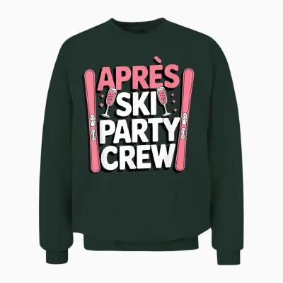 Apres Ski Party Crew Girls on Tour Group Outfit Ski Holiday T-Shirt, Black Unisex Sweatshirt - Forest