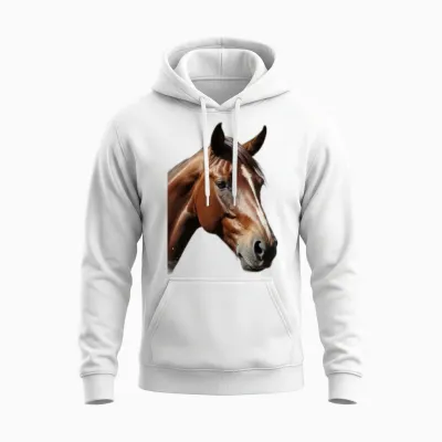 Horse Rise Unisex Hoodie - White