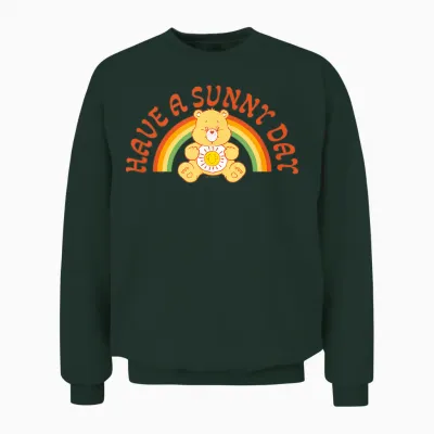 Care Bears Funshine Bear Have a Sunny Day Retro Rainbow T-Shirt, Black, S Unisex Sweatshirt - Forest