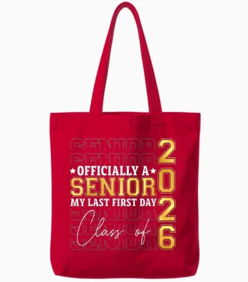 Graduation Class of 2026 My First Last Day of School Senior Tote Bags - Red