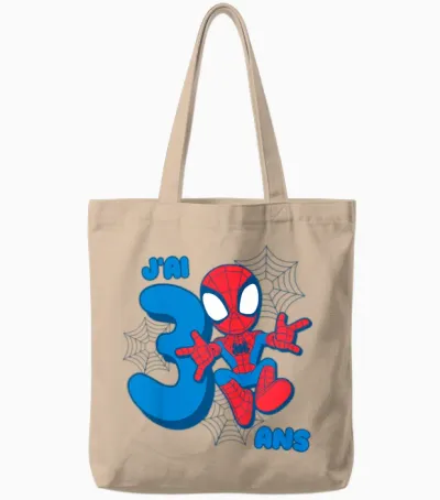 Kids Marvel Spider-Man Cute Spidey Birthday 3 Years Tote Bags - Natural