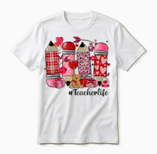 Valentines Day Teacher Life Teachers Unisex T-Shirt in White