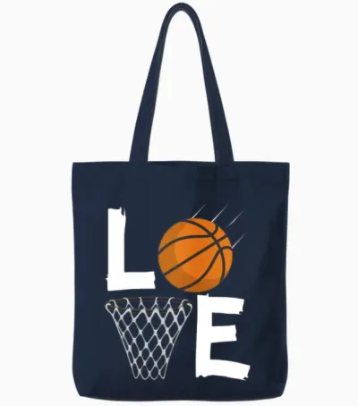 Women Girls Love Basketball Bball Tote Bags - Navy