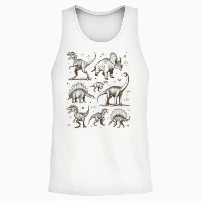 Dinosaur Paleontology Science Biology T-Rex Vintage Graphic T-Shirt, Grey, S Unisex Tank Top - White