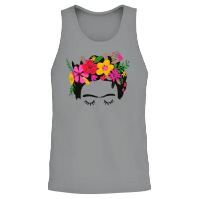 Frida Kahlo Illustration Floral Boho Style Mexican Unisex Tank Top - Sport Grey