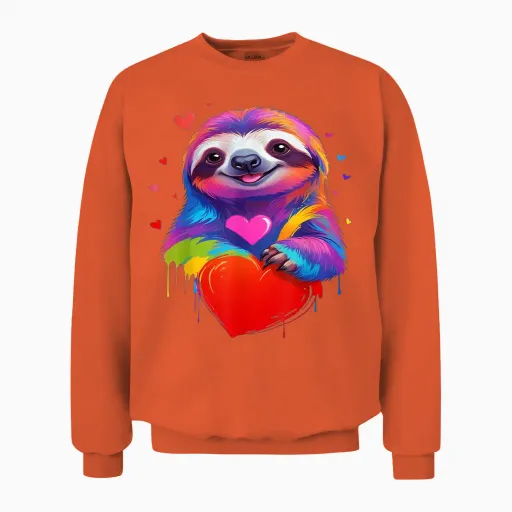 Lazy Shirt - Colorful Heart Shaped Graphic T-Shirt, Black, S Unisex Sweatshirt - Orange