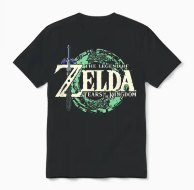 The Legend of Zelda Tears of the Kingdom Official Logo Short Sleeve T-Shirt, Black, Small Unisex T-Shirt - Black