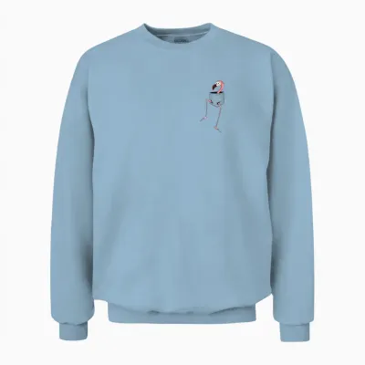 For Flamingo-Lovers L Fancy Pink Flamingo in a Pocket Unisex Sweatshirt - Light Blue