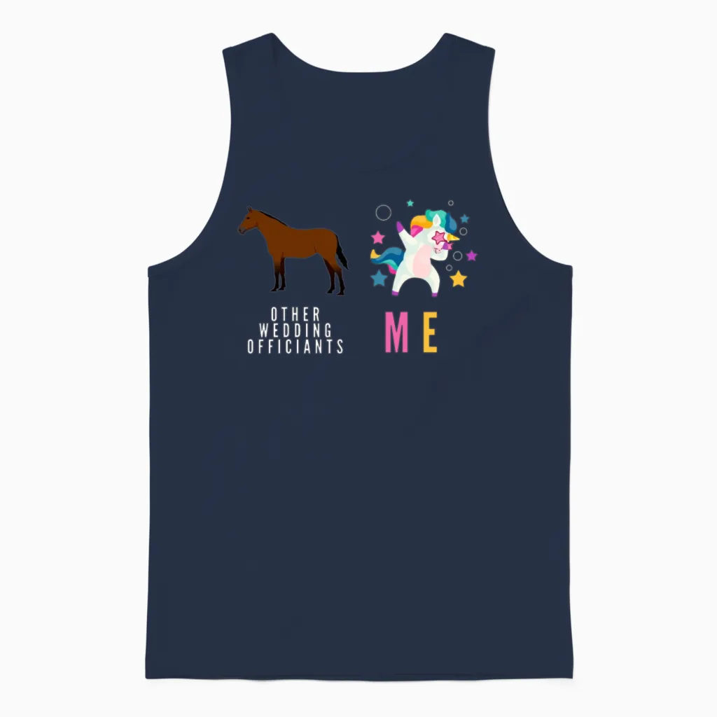 Funny Wedding Officiant Gift Unisex Tank Top in Navy
