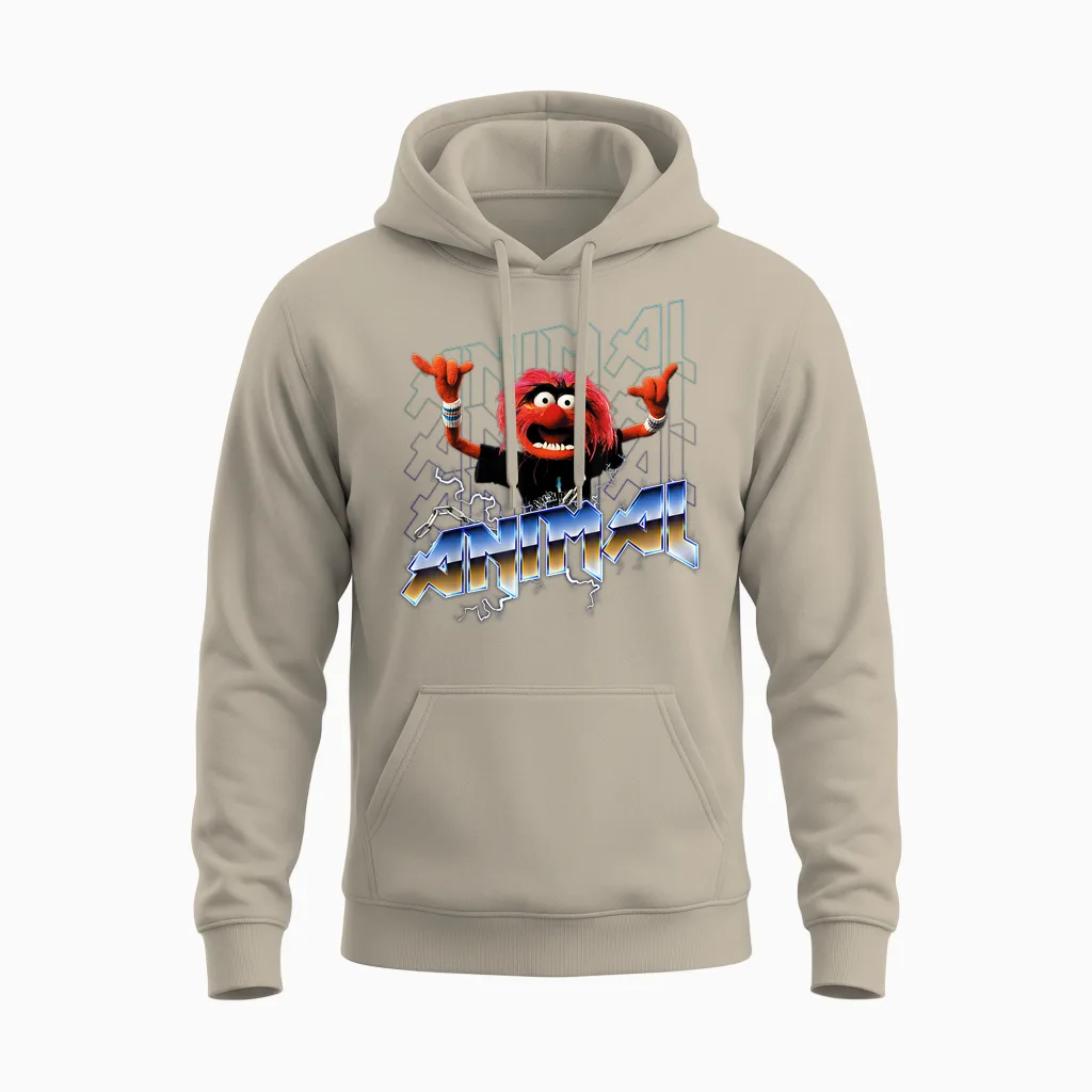 Disney the Muppets Animal Vintage Rock Metal Unisex Hoodie in Sand