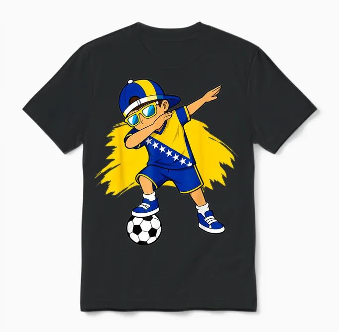 Bosnische Flagge Jungs Stolze Bosnien Fans Girls Unisex T-Shirt in Black