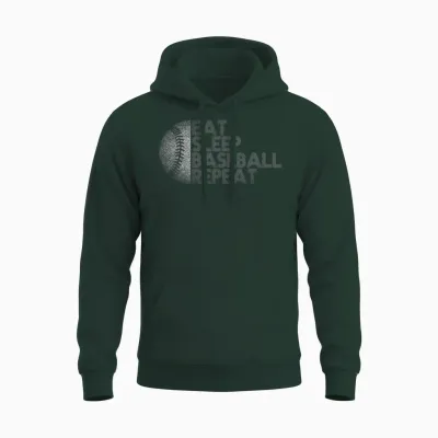 Eat Sleep Baseball Repeat Baseball Player Funny Baseball Unisex Hoodie - Forest