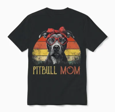 Pitbull Mom Dog Retro Vintage Design Unisex T-Shirt - Black