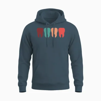 Teeth Retro Unisex Hoodie - Dark Heather