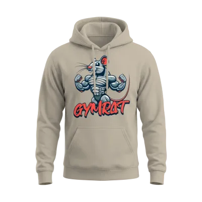 Gymrat! Funny Muscular Rat Cartoon Unisex Hoodie - Sand
