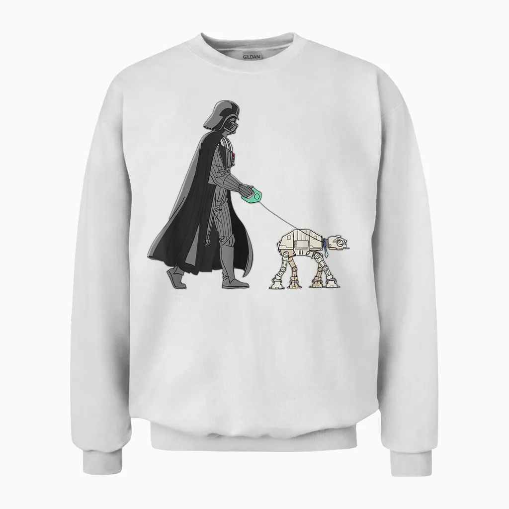 Star Wars Darth Vader the Dog Walker Meme Unisex Sweatshirt in White