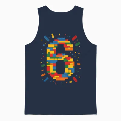 Ich Bin 6 Bausteine Geburtstag Klemmbausteine 6. Geburtstag Unisex Tank Top - Navy