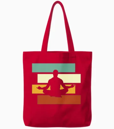 Meditation Retro Tote Bags - Red