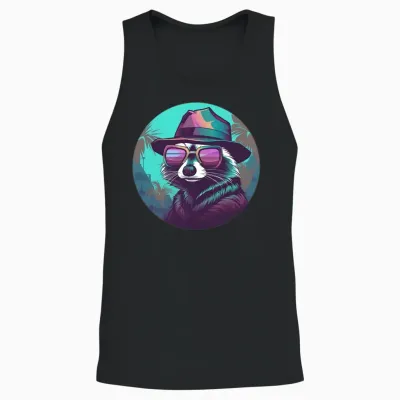 Retro Raccoon Lovers Vintage Unisex Tank Top - Black