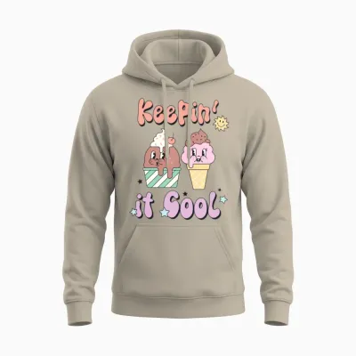 Keepin in Cool, Summer, Retro, Unisex Hoodie - Sand