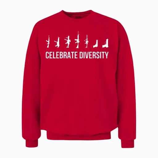 Gun Shirt, Celebrate Diversity Gun Owner T-Shirt - Men's Black Classic Fit Short Sleeve Crew Neck T-Shirt - Small Unisex Sweatshirt - Red