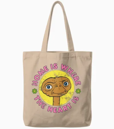 E.t. Home Is Where the Heart Is Tote Bags - Natural