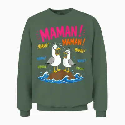 Motif Mouette Drôle Maman Meme Oiseaux Criant Maman Unisex Sweatshirt - Military Green