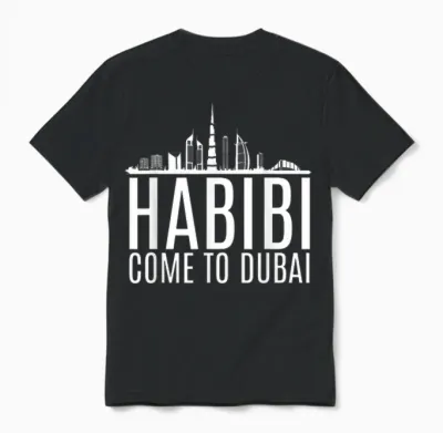 Habibi Come to Dubai Funny Rich Arabic Money Stack Dubai Unisex T-Shirt - Black