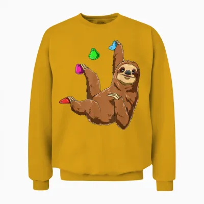 Cute Sloth and Climbing T-Shirt, Black, S Unisex Sweatshirt - Gold