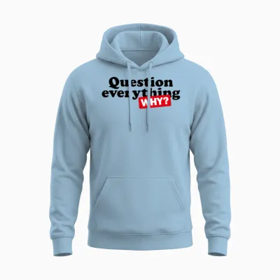 Question Everything Retro Unisex Hoodie - Light Blue