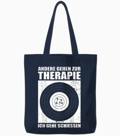 T-Shirt with German Text "ich Gehe Schießen Sportschütze, Black Tote Bags - Navy