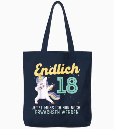 Lustig Humor Endlich 18 Jahre Geburtstag Birthday Tote Bags - Navy