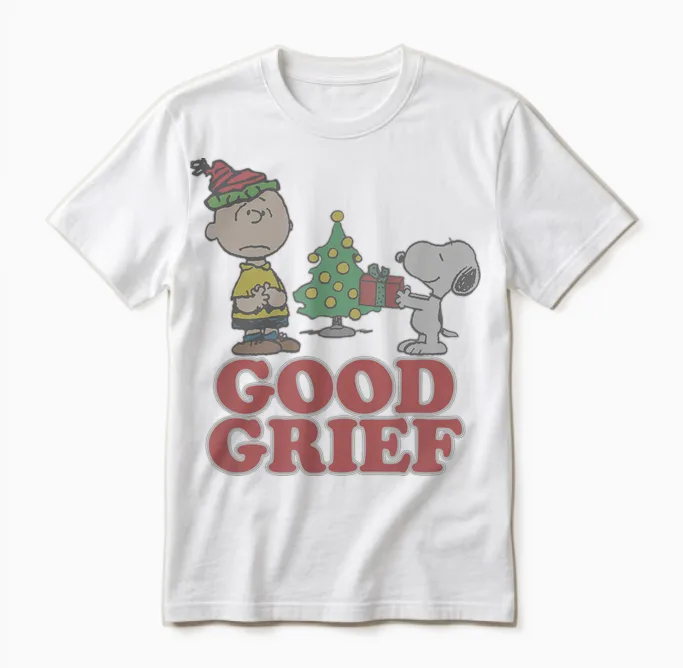 Peanuts Charlie Brown Goof Grief Christmas Unisex T-Shirt in White