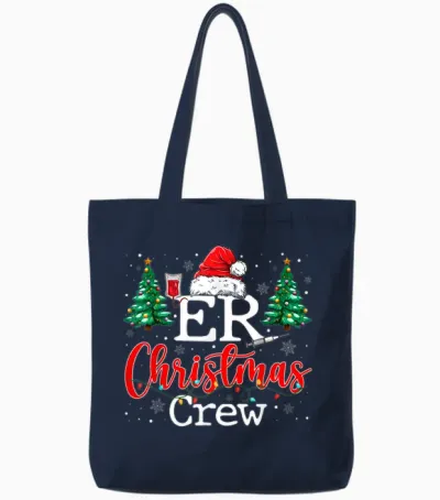 Er Christmas Crew Emergency Room Nurse Er Techs & Secretary Tote Bags - Navy