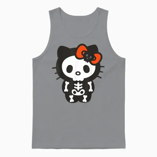 Hello Kitty Skeleton Halloween Unisex Tank Top - Sport Grey