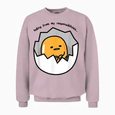 Gudetama the Lazy Egg Hiding from Responsibilities Unisex Sweatshirt - Light Pink