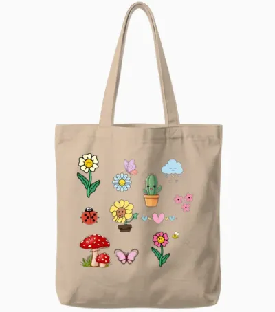 Cute Item Tote Bags - Natural