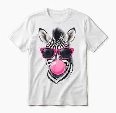 Zebra Design T-Shirt Women's Funny with Saying Children's Girls' Unisex T-Shirt - White
