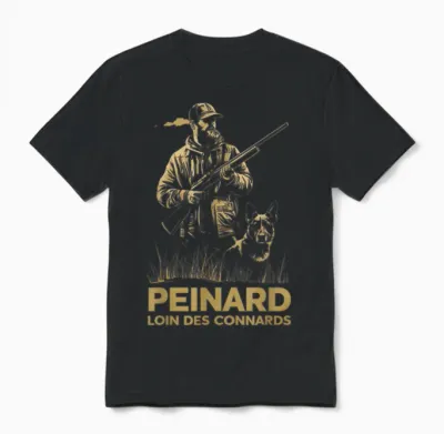 Funny Hunting Peinard Away from S Humor Hunter T-Shirt, Black, S Unisex T-Shirt - Black